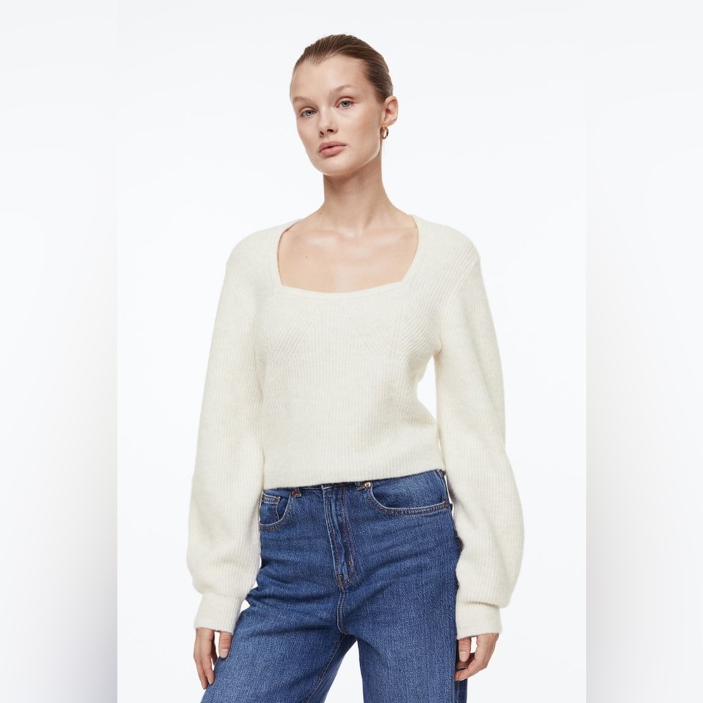 H&M cream rib-knit sweater